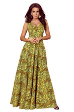 Cargar imagen en el visor de la galería, 246-2 CINDY long dress with a neckline - gold + black