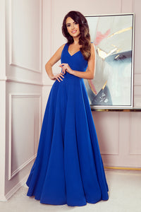 Numoco 246-3 CINDY long dress with a neckline - classic blue
