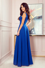 Load image into Gallery viewer, Numoco 246-3 CINDY long dress with a neckline - classic blue