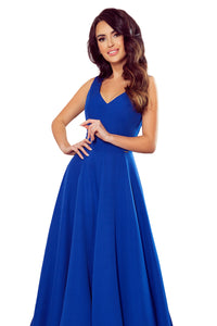 Numoco 246-3 CINDY long dress with a neckline - classic blue