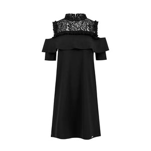 247-1 Dress with lace and bare shoulders - black