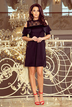 Load image into Gallery viewer, 247-1 Dress with lace and bare shoulders - black