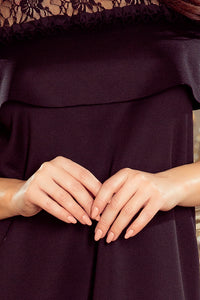 247-1 Dress with lace and bare shoulders - black