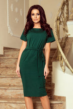 Load image into Gallery viewer, Numoco 248-1 VERA Midi dress with short sleeves - dark green