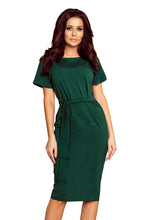 Load image into Gallery viewer, Numoco 248-1 VERA Midi dress with short sleeves - dark green