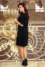 Load image into Gallery viewer, Numoco 253-1 LIDIA Dress with pleats on the sides - black
