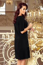 Load image into Gallery viewer, Numoco 253-1 LIDIA Dress with pleats on the sides - black