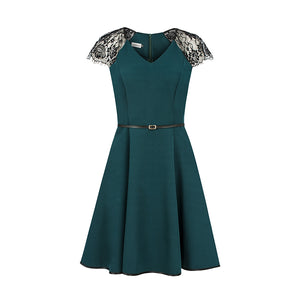 Numoco 254-1 SILVIA Dress with lace inserts - green