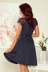 254-1 SILVIA Dress with lace inserts - green