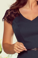 Load image into Gallery viewer, Numoco 254-1 SILVIA Dress with lace inserts - green
