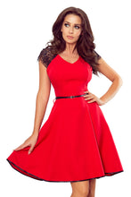 Charger l&#39;image dans la galerie, 254-2 SILVIA Dress with lace inserts - red