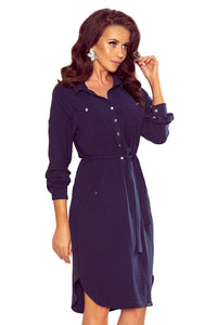 Numoco 258-3 BROOKE Shirt dress - NAVY BLUE