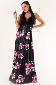 EVA & LOLA FLOWERS DRESS ROYAL BLACK 60006-2