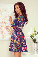 Load image into Gallery viewer, Numoco 265-2 DAISY Dress with frills - flowers + navy blue
