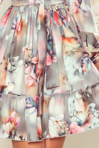 Numoco 265-3 DAISY Dress with frills - flowers + grey
