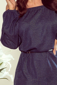 270-1 DINA Dress with belt - navy blue