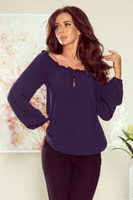 Load image into Gallery viewer, Numoco 271-1 Blouse with tie - navy blue