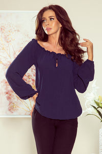 Numoco 271-1 Blouse with tie - navy blue
