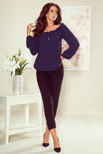 Load image into Gallery viewer, Numoco 271-1 Blouse with tie - navy blue