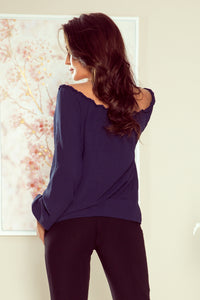 Numoco 271-1 Blouse with tie - navy blue