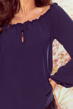 Load image into Gallery viewer, Numoco 271-1 Blouse with tie - navy blue