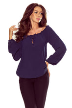 Load image into Gallery viewer, Numoco 271-1 Blouse with tie - navy blue