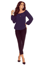 Load image into Gallery viewer, Numoco 271-1 Blouse with tie - navy blue