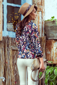 Numoco 271-2 Blouse with tie - colorful flowers
