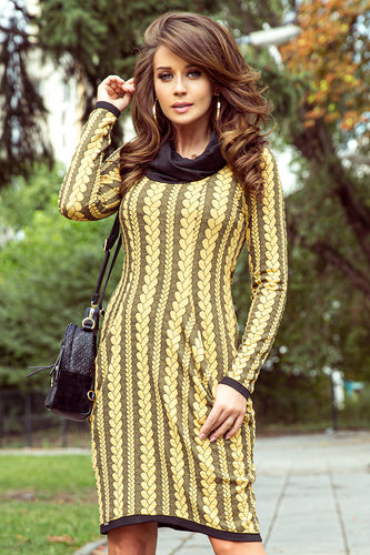 Numoco 277-1 Dress with turtleneck and pockets - braid