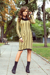 Numoco 277-1 Dress with turtleneck and pockets - braid