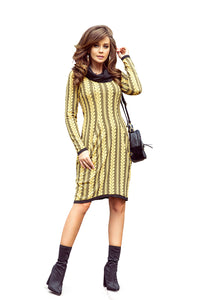 Numoco 277-1 Dress with turtleneck and pockets - braid