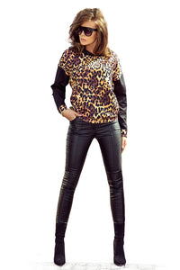 Numoco 279-1 Kangaroo hoodie - leopard pattern