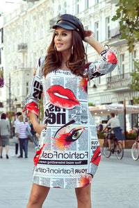 Numoco 281-1 SOPHIE Comfortable Oversize dress - newspaper pattern