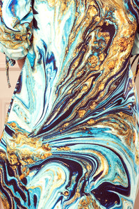 Numoco 281-3 SOPHIE Comfortable Oversize dress - blue-gold waves