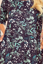 Charger l&#39;image dans la galerie, Numoco 281-4 SOPHIE Comfortable Oversize dress - leaves on a dark background