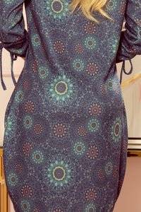 Numoco 281-5 SOPHIE Comfortable Oversize dress - green mandalas