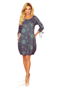 Numoco 281-5 SOPHIE Comfortable Oversize dress - green mandalas