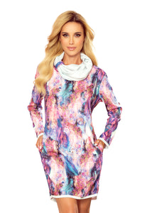 Numoco 282-2 IRENE Turtleneck dress - pink marble