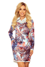 Load image into Gallery viewer, Numoco 282-3 IRENE Turtleneck dress - blue oriental pattern