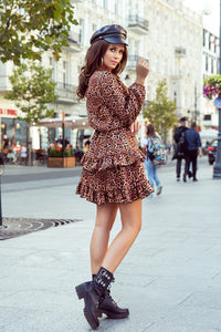Numoco 285-1 ROMI frill dress - leopard print