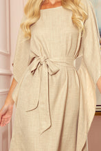 Cargar imagen en el visor de la galería, Numoco 287-10 SOFIA Butterfly dress - pattern - beige linen