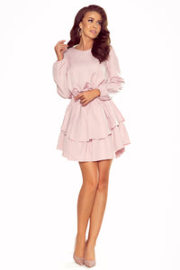 Numoco 289-1 MATTIE Dress with a double skirt - dirty pink