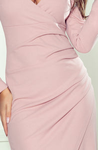 Numoco 290-1 Asymmetrical dress with a neckline and draping - LILA