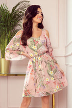 Load image into Gallery viewer, Numoco 292-1 MARINA flimsy dress with a neckline - pink with flowers