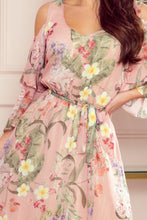 Load image into Gallery viewer, Numoco 292-1 MARINA flimsy dress with a neckline - pink with flowers