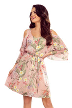 Load image into Gallery viewer, Numoco 292-1 MARINA flimsy dress with a neckline - pink with flowers