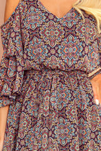 Cargar imagen en el visor de la galería, Numoco 292-3 MARINA flimsy dress with a neckline - Moroccan pattern