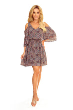 Cargar imagen en el visor de la galería, Numoco 292-3 MARINA flimsy dress with a neckline - Moroccan pattern