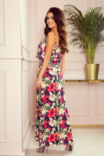 Cargar imagen en el visor de la galería, Numoco 294-1 A long summer dress with straps - red flowers