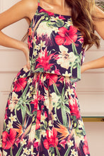 Cargar imagen en el visor de la galería, Numoco 294-1 A long summer dress with straps - red flowers